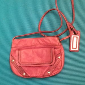 Purple leather crossbody purse